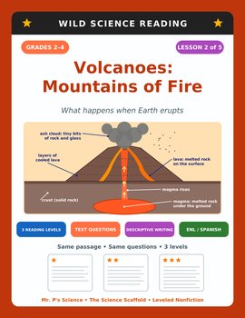 Reading Comprehension Passages & Questions | Volcanoes Nonfiction | 2nd 3rd 4th